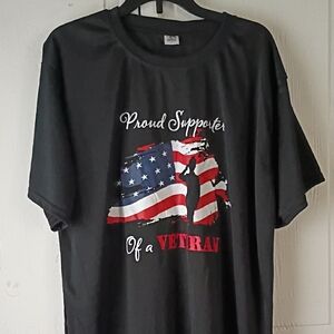 Black Short-Sleeve Graphic Tee — Proud Supporter of a Veteran